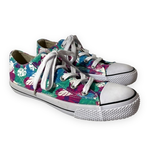 Airwalk Hawaiian Hibiscus Floral Print Sneakers Womens 9‎ Pink Green Purple - Picture 1 of 15